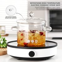 1.35L/1.5L/1.9L ODM OEM Panci Sup Kaca Borosilikat Transparan Berkualitas Tinggi, Kompatibel dengan Kompor Induksi, untuk Dapur Rumah Modern
