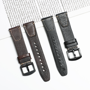 สายหนังแท้คุณภาพสูงขนาด 18 มม. 20 มม. 22 มม. สไตล์วินเทจ พร้อมหัวเข็มขัดสแตนเลส สำหรับนาฬิกา Samsung Galaxy Apple HUAWEI - Product Image 4