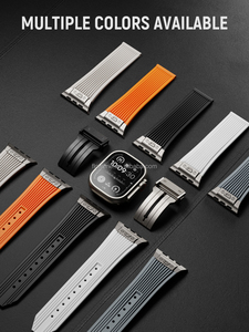 애플 워치 밴드용 울트라 럭셔리 남성 여성 49mm 46mm 45mm 44mm 헬멧 디자인 조절식 실리콘 마그네틱 밴드 스포츠 루프 스트랩 - Product Image 4