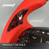 Volant sport en fibre de carbone forgée rouge LED personnalisé pour Toyota Hilux Camry Highlander V6 SE XLE 2007-2014, amélioration de l'intérieur