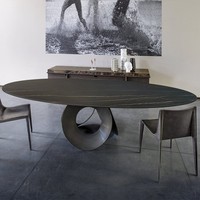 Populaire italien moderne rond paresseux Susan ensemble de table à manger de luxe rond en marbre Table à manger avec pieds en or