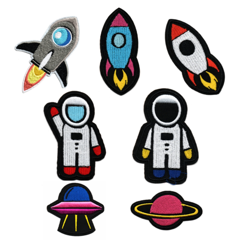 Best-Selling Cosmic Planet Embroidery Iron Patches Cartoon Astronaut Adhesive Patches for Hats Hot-Selling Felt PU AliExpress