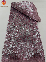 2024 africain séquence français Tulle dentelle maille brillant lourd paillettes dentelle tissus 3D broderie Net tissu pour fête robe de mariée
