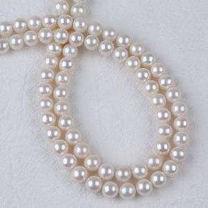 Chaîne de perles d'eau douce naturelles Zhuji 8-9 mm, rondes blanches, accessoire de bijouterie DIY, vente en gros - Product Image 4