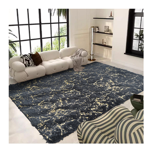 Tappeti antiscivolo per capelli lunghi stampati in pelliccia sintetica dorata tappeti per soggiorno - Product Image 1