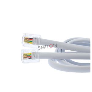 <span class=keywords><strong>Cable</strong></span> de línea telefónica de <span class=keywords><strong>4</strong></span> <span class=keywords><strong>hilos</strong></span> de 28 AWG con conductor BC RJ11 de 2 metros, <span class=keywords><strong>cable</strong></span> <span class=keywords><strong>plano</strong></span> 6P4C de fábrica - Product Image 1