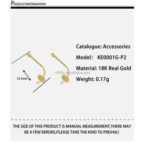 Componenti per Creazione di Gioielli in Oro 18K Au750, Accessori Rimovibili per Orecchini a Perno con Perla su Entrambi i Lati, Creazioni di Gioielli 1000S - Product Image 6