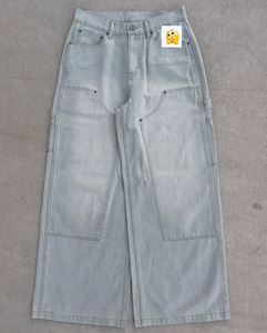 مصنع مخصص عادي فارغة الشارع الشهير ممزق المتعثر فضفاض الركبة مزدوجة قماش الدنيم نجار البضائع الجينز السراويل الرجال - Product Image 5