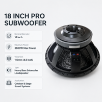 Subwoofer de scène extérieur haute puissance 18 pouces 3600W max, bobine vocale 115mm, enceinte Line Array NE18A