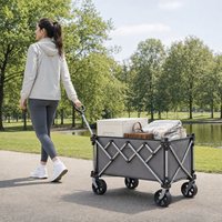 Chariot pliable en plastique à quatre roues de 8 pouces, léger, à 2 niveaux, en polyester 600D, capacité industrielle de 240 kg, pour le rangement extérieur