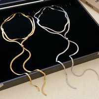 Chaîne de câble coulissante réglable XL151 - Collier en acier inoxydable de 30 pouces, bijoux bicolores or et argent, luxe discret