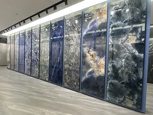 fashion building material sintered stone slabs blue color for countertop and background wall