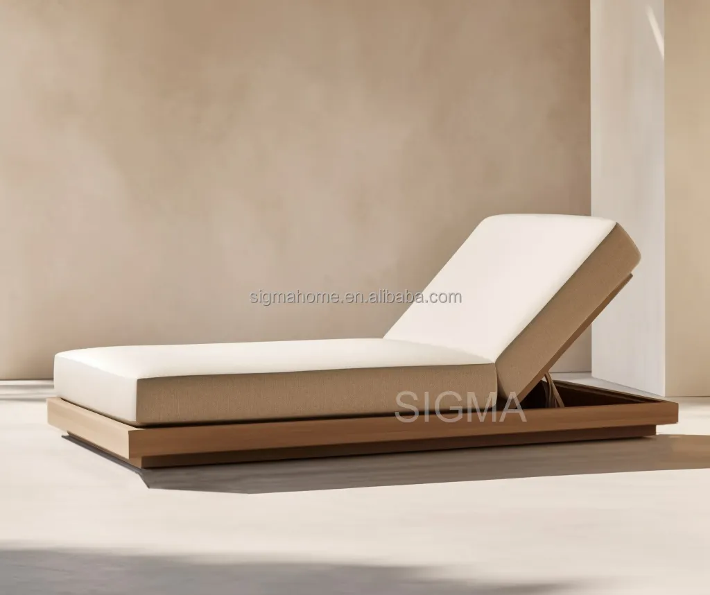 Di alta qualità Chaise-Daybed in Teak e tessuto da esterno Sling sedile curvo lettini prendisole