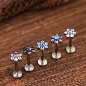 Joyería para Piercing Vía Láctea de Titanio ASTM F136 16G para Nariz Pendientes de Flor Anillos Cocleares <span class=keywords><strong>Piercings</strong></span> para Cartílago de Oreja Hélix con Parte Trasera Plana - Product Image 4