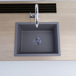 Design graphique 80% Quartz Tone Series Granite Undermount Grand évier de cuisine à bol unique, Noir - Product Image 3