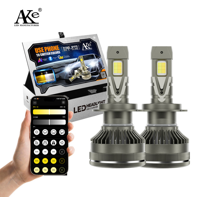 AKE 130w Car Headlight Led Bulb High Low Beam H4 H7 9005 H13 Led Bulbs Led Lamp App Control Car Headlights