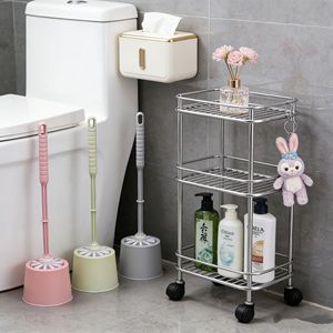 Toilet Cleaning <b>Brush</b> With Base <b>Round</b> Durable Plastic Nylon Soft Bristles Nordic Pink Green Gray Easy To Clean - Product Image 1