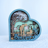 Décoration en bois 3D en forme de cœur pour scène familiale, ornement autoportant personnalisé pour la Fête des Mères et la Fête des Pères