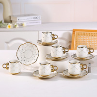 Ensembles de tasses à café en céramique galvanisée de vente chaude ensemble de tasses à thé arabes de 6 pièces petite tasse à expresso et soucoupe coffret cadeau