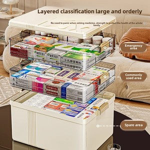 Hộp đựng thuốc gia dụng hình vuông cực lớn PP ngăn đựng nhiều lớp Bộ Y Tế dụng cụ sơ cứu khẩn cấp tại nhà - Product Image 2