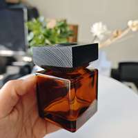 Bouteille en verre pour parfum d'aromathérapie domestique en forme de cube de 50 ml, 100 ml, 150 ml, 200 ml, 500 ml, désodorisant avec bouchon en bois