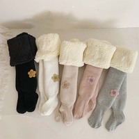 Vente chaude épais chaud chaussettes hiver floue moelleux coton serré couleur unie thermique bébé fille enfants collants