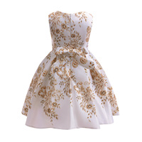 Robe de bal en satin neuve pour filles, robe à fleurs pour petite fille, vêtements pour enfants pour anniversaire et mariage avec décoration de perles