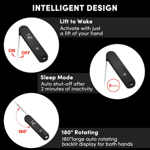 Nuevo estilo de alta precisión 0,3 C lectura instantánea 0,6 s termómetro para carne con retroiluminación para parrilla, cocina, cocina, barbacoa, ahumador - Product Image 2