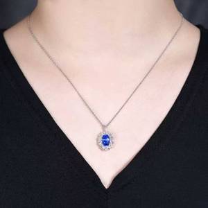Bague en or blanc 18 carats avec saphir bleu pissenlit naturel non chauffé AIGS de 2,96 carats et 17 diamants pour femmes, idéale pour les soirées - Product Image 5