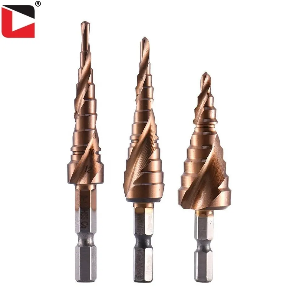 Good quality Hss cobalt spiral step drill bit set for power tool