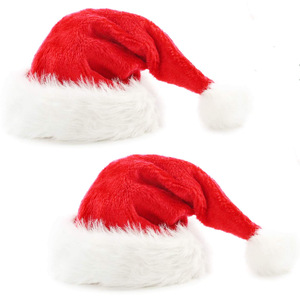Chapeau de Noël, chapeau de Père Noël pour adultes, unisexe, en velours, confortable, pour les fêtes de Noël et du Nouvel An - Product Image 2