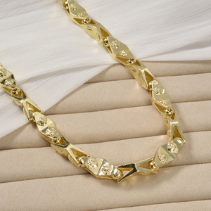 Glossy Polished Solid Unisex Wholesale Exaggerated Custom 18K Gold Plated Trendy Link <b>Chain</b> Necklace Set for Women Luxury - Product Image 5