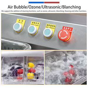 Laveuse à bulles ultrasonique commerciale à l'ozone 400-600kg/h, triple action, pour le nettoyage des légumes-feuilles, salades, fruits et légumes, en SUS304 - Product Image 2