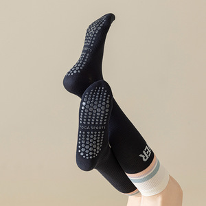 Women's Calf Compression Socks White Khaki Gray Striped Alphanumeric Yoga Sport High Socks Spring Autumn Seamless - Product Image 2