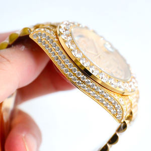 Montre en acier inoxydable avec diamants en moissanite de luxe en gros, 40 mm, or brillant, hip hop, automatique, mécanique, mouvement ETA, 100 bars - Product Image 5