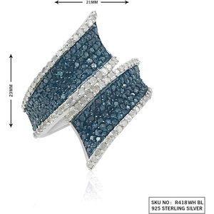 แหวนเพชร Jewelspaark 1.51 กะรัต ทรงกลมสีขาวน้ำเงินเจียระไนแบบบริลเลียนท์ เงินแท้ 925 สำหรับผู้หญิง - Product Image 3