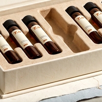 Boîte rigide personnalisée à fermeture magnétique blanche pour 5 flacons de peptides, impression offset sur pulpe moulée