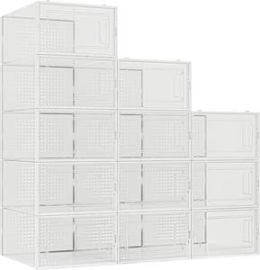 Boîte de rangement à chaussures empilable transparente moderne, étagères pliables, armoire en plastique, boîte à baskets transparente, présentoir à chaussures - Product Image 2