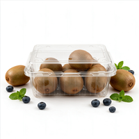 Emballage en plastique transparent personnalisable pour fruits (myrtilles, fraises, kiwis) en RPET recyclé, écologique et de qualité alimentaire, vente en gros