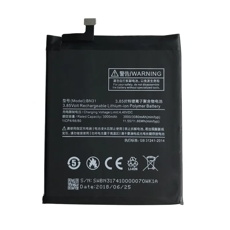 Cell mobile phone battery for Xiaomi Mi 5X Mi A1 Redmi Note 5A Y1 L batteries BN31 Li-ion battery