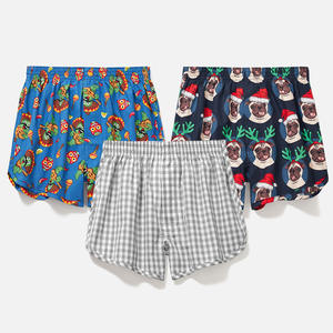 Pyjama d'été à carreaux en pur coton pour garçons, respirant, avec ceinture élastique, sous-vêtement, short de nuit - Product Image 2