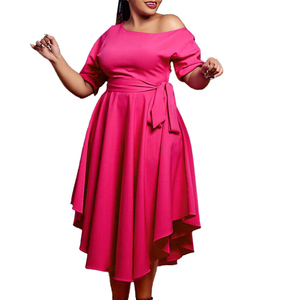 Abito da donna estivo 2023 elegante plus size abiti monospalla african lady abiti da sera formali in chiffon con gonna <span class=keywords><strong>grande</strong></span> con cintura - Product Image 1