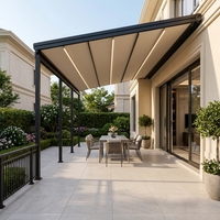 Pergola pliante en tissu imperméable avec option de contrôle par application intelligente pour jardin et bord de piscine, avec toit en tissu de couleur personnalisée
