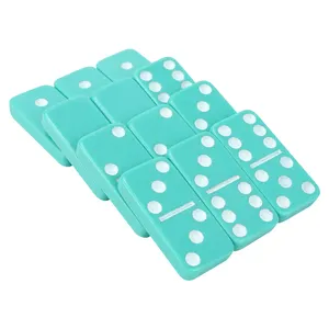 Factory supply colorful green double 6 domino set white dot custom color domino chips for table game