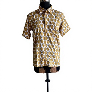 Chemise décontractée pour homme à manches courtes, imprimé ananas jaune moutarde, 100% coton, respirante, écologique, été - Product Image 2