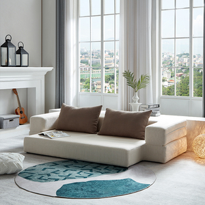 Modern Minimalist Foldable Floor <b>Sofa</b> Bed Linen Convertible Couch for <b>Small</b> Living Spaces and Studio Apartments - Product Image 6