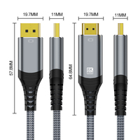 Cable de malla de algodón chapado en oro de 8K y 60Hz para cable de vídeo HDMI, cable de audio y micrófono para PC/monitor de ordenador portátil