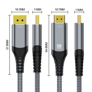 <span class=keywords><strong>Cable</strong></span> de malla de algodón chapado en oro de 8K y 60Hz para <span class=keywords><strong>cable</strong></span> de vídeo HDMI, <span class=keywords><strong>cable</strong></span> de audio y micrófono para PC/monitor de ordenador portátil - Product Image 2