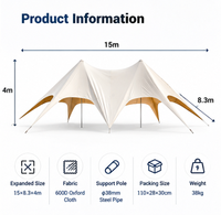 Abri de plage et de camping extérieur pour 15 à 50 personnes, auvent étoilé en tissu Oxford imperméable de 15 m pour fêtes