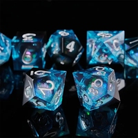 Jeu de dés DND en résine, design sable noyau-galaxie brillante, bords tranchants, parfaitement adapté aux jeux de rôle